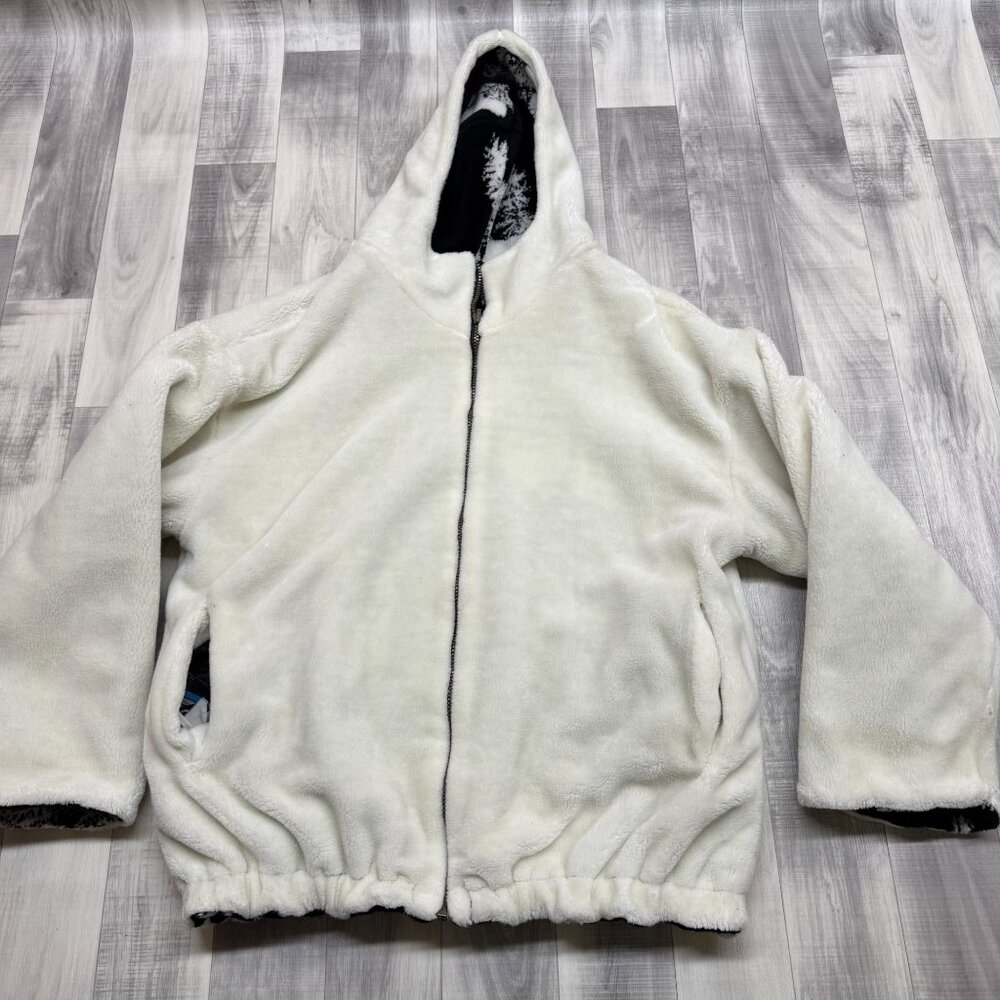 ✅Womens VTG Denali Sherpa Fleece Reversible Jacket Full Zip Polar Bear/Pine tree - Picture 4 of 12
